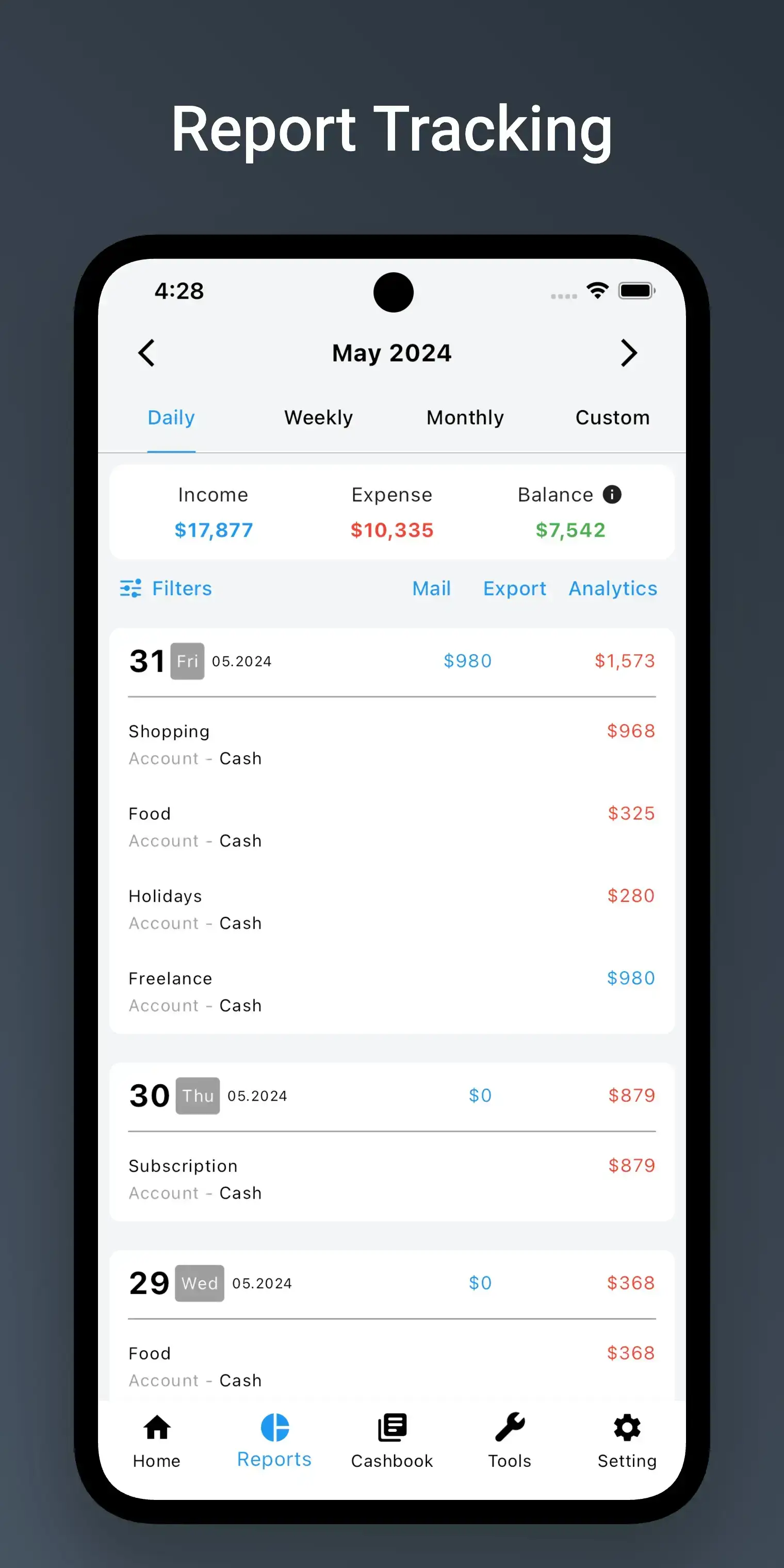 Expense Tracker Interface – Money Manager
